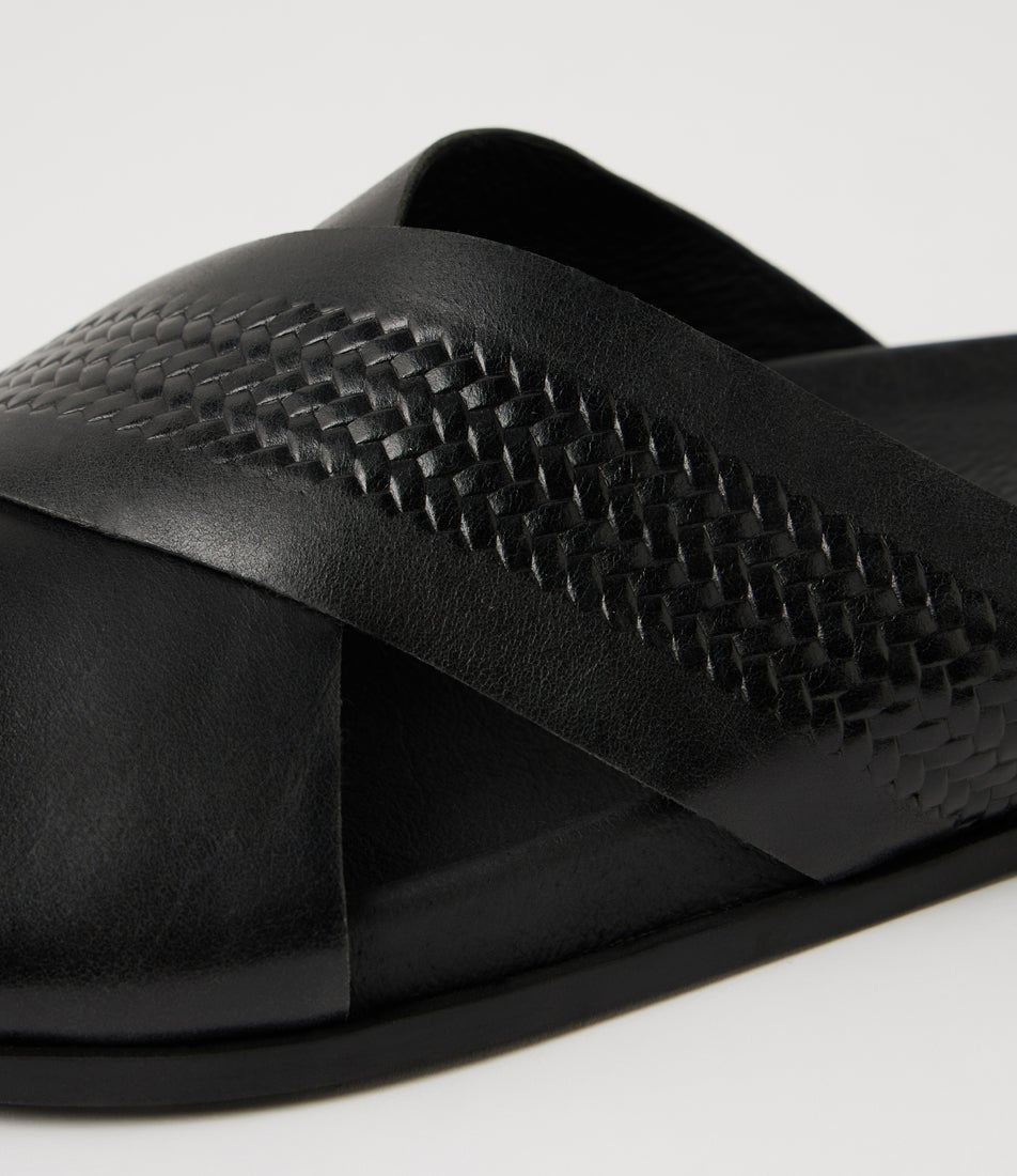 Tamy Black Leather Slides