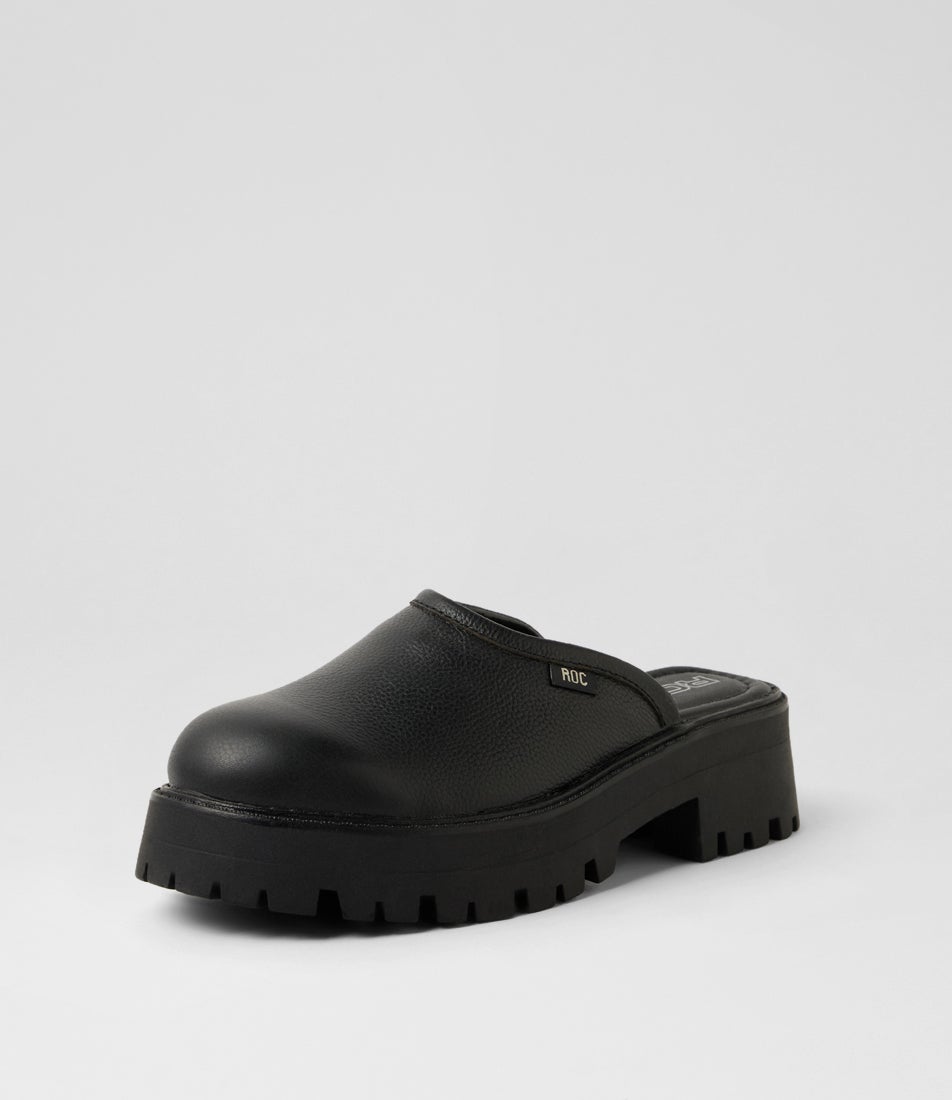 Calli Black Leather Heels