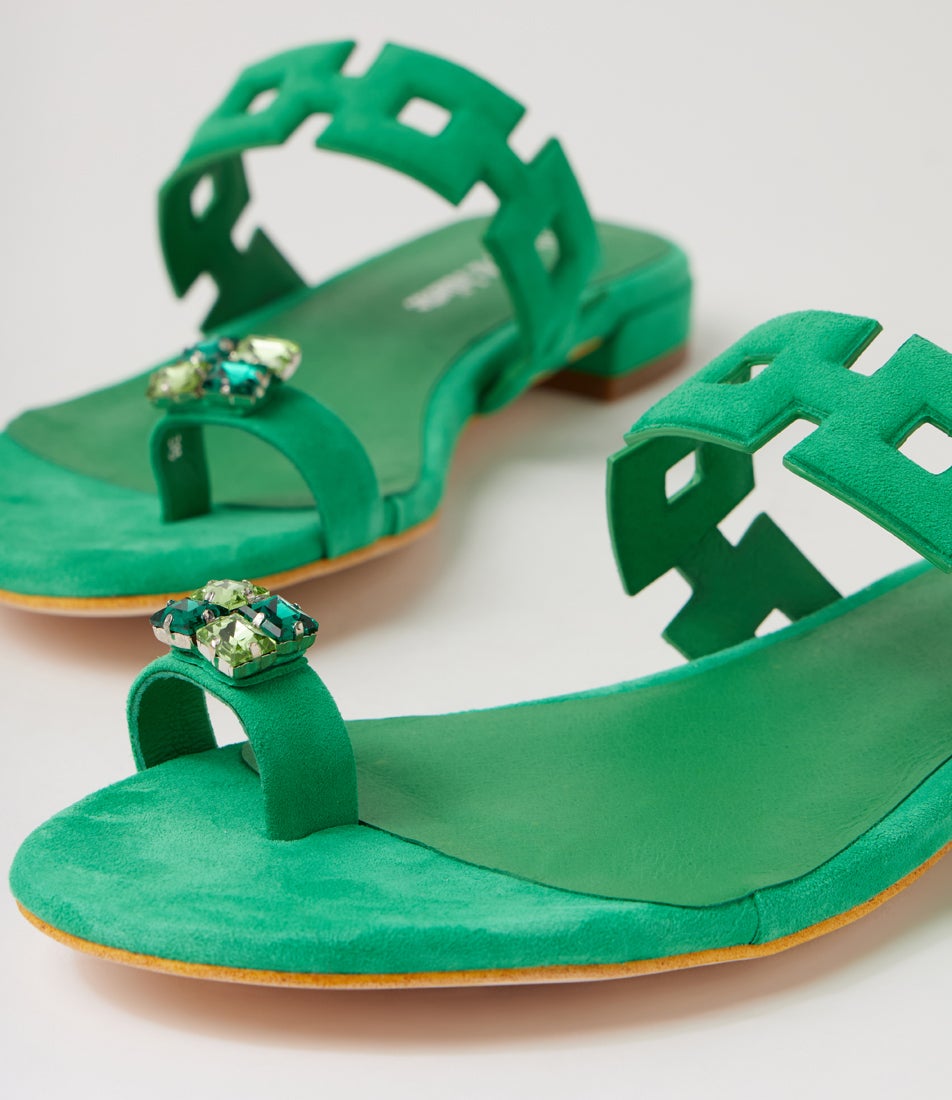 Loverlie Light Emerald Suede Sandals