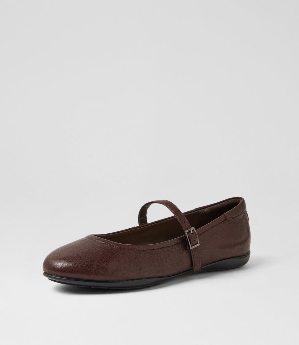 Aurora Choc Leather Mary Janes