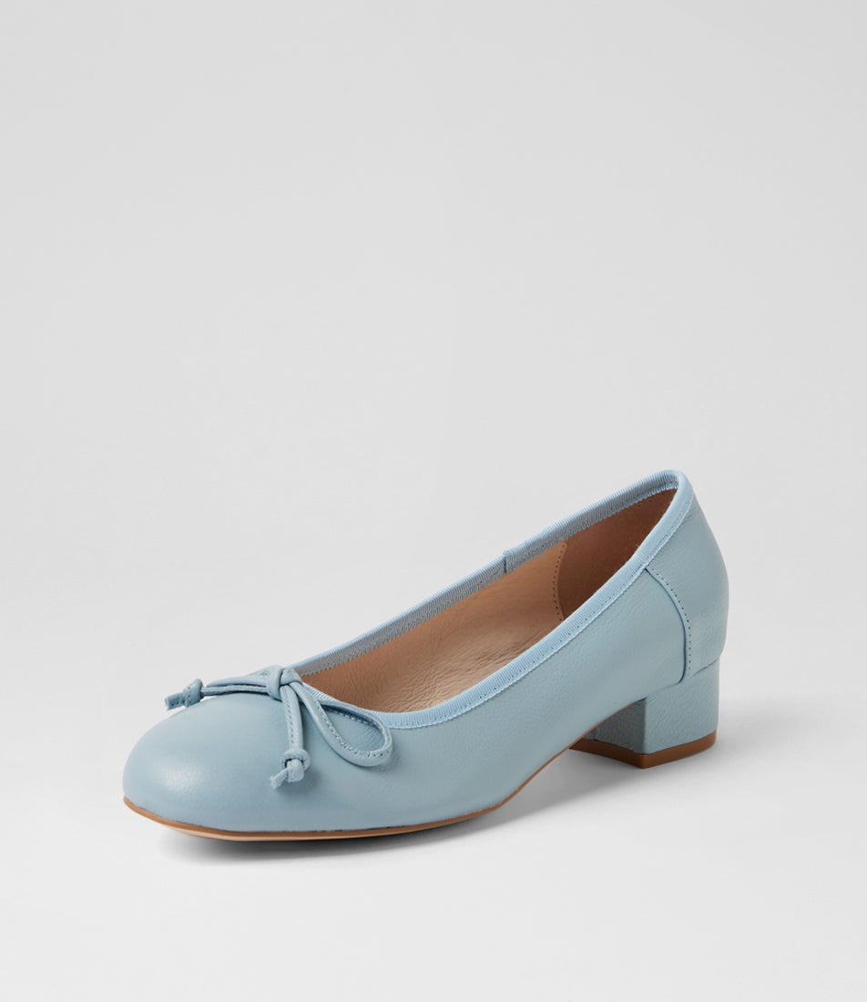 Jave Pale Blue Leather Heels