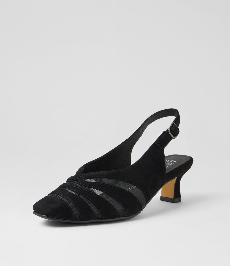 Olepa Xw Black Suede Mesh Heels