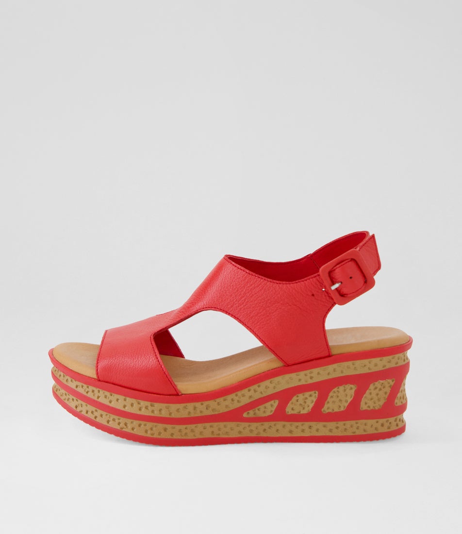 Qeleigh Red Leather Sandals
