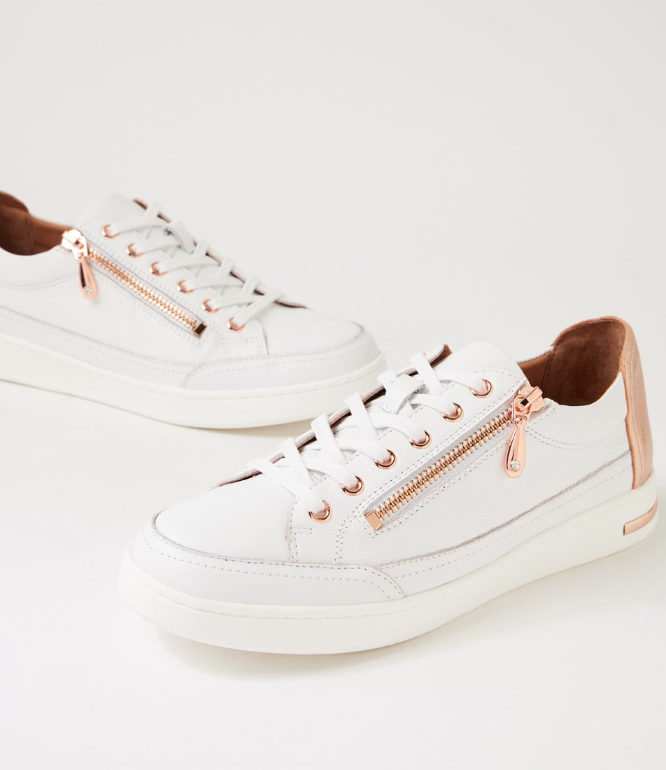 Catorina White Rose Gold Multi Lace Up Sneakers