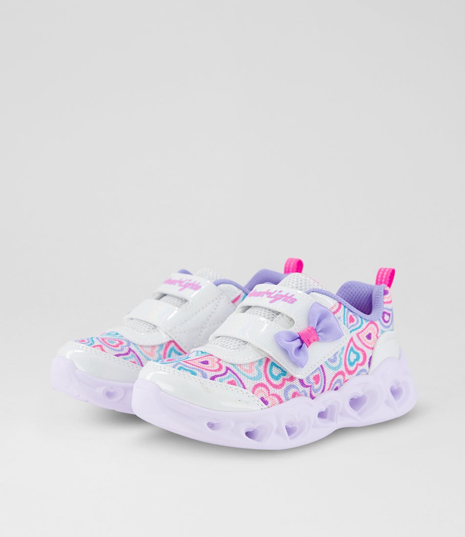 Heart Lights Toddler White Multi Fabric Slip On Sneakers