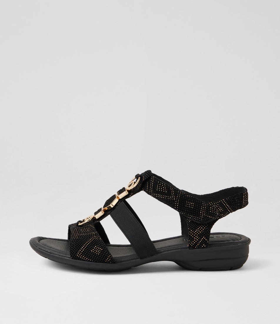 Bartie Black Gold Dot Leather Sandals Bartie Black Gold Dot Leather Sandals
