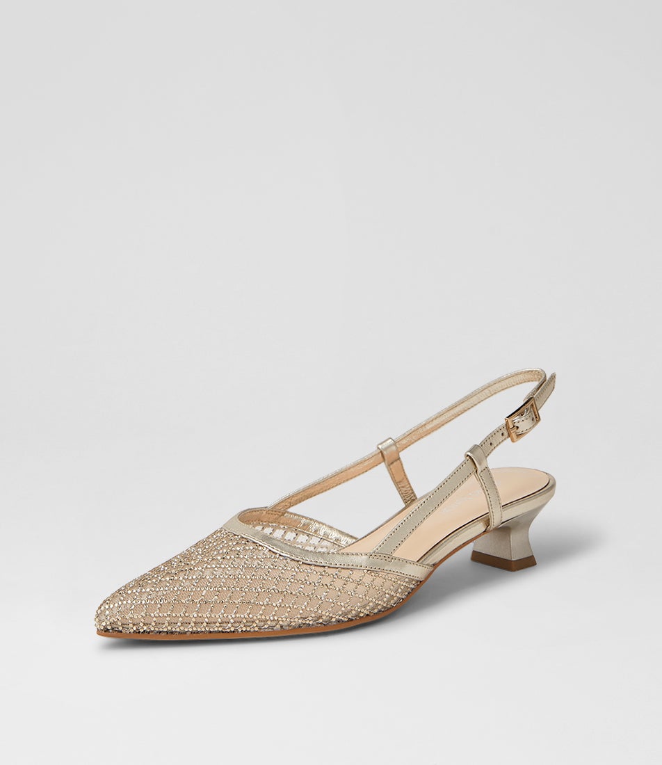 Jikkas Gold Mesh Leather Heels