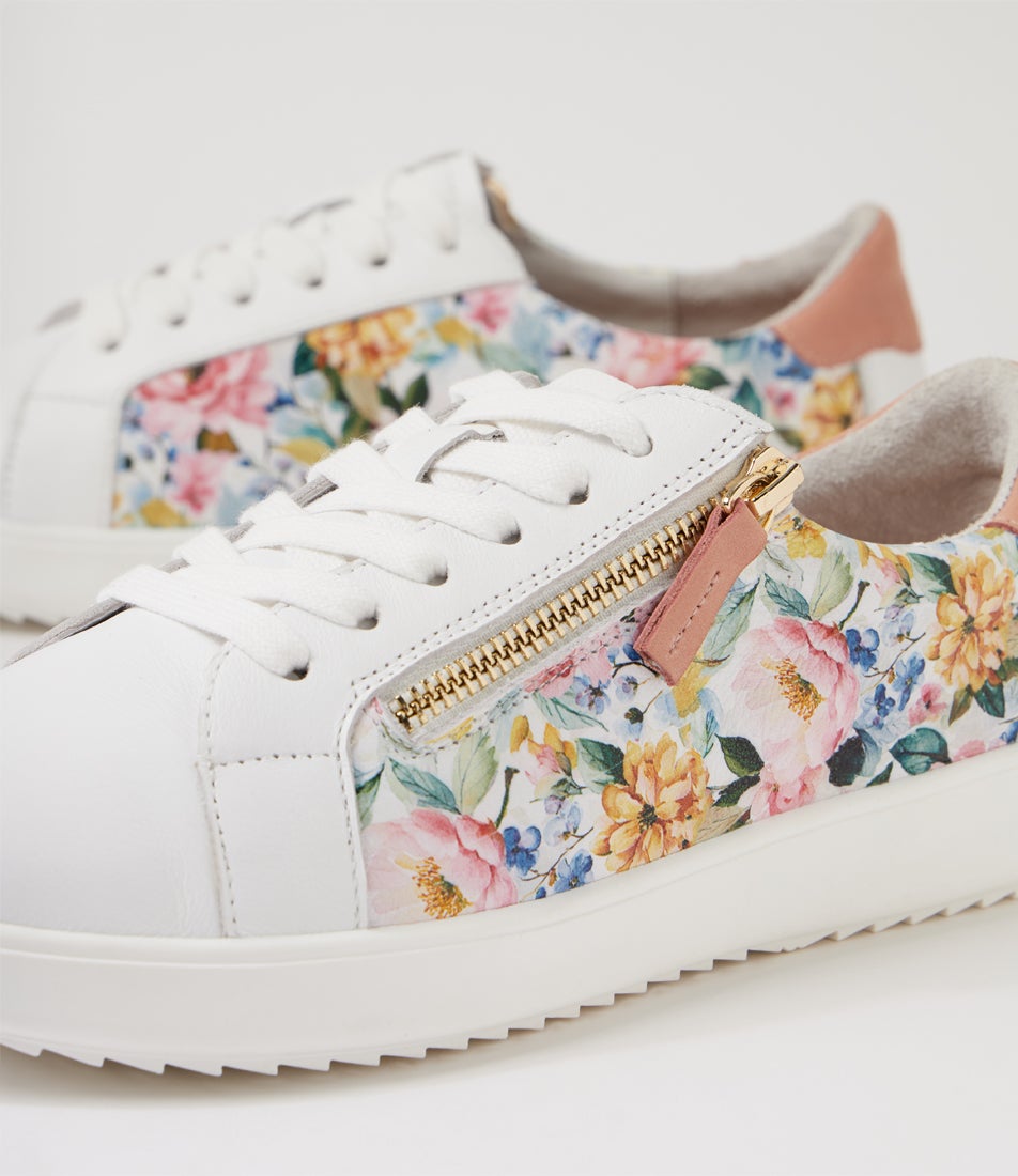 Zaylees D White Pink Melody Leather Sneakers
