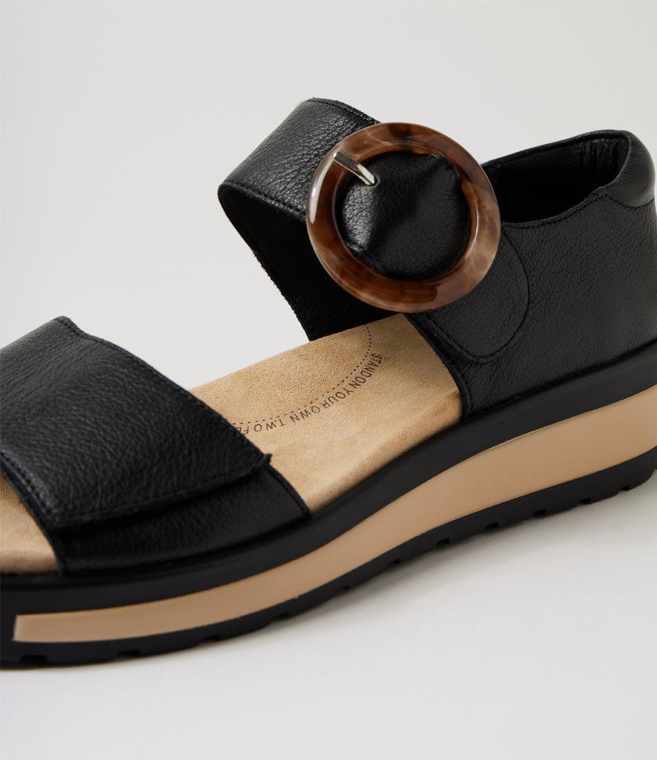 Gerla W Black Leather Sandals
