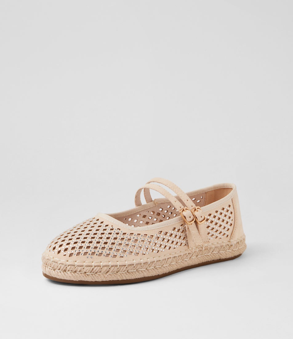 Ingrad Sand Microsuede Mary Janes