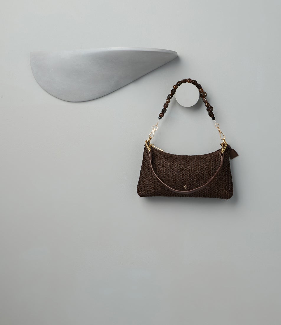 Stacci Chocolate Raffia Handbag