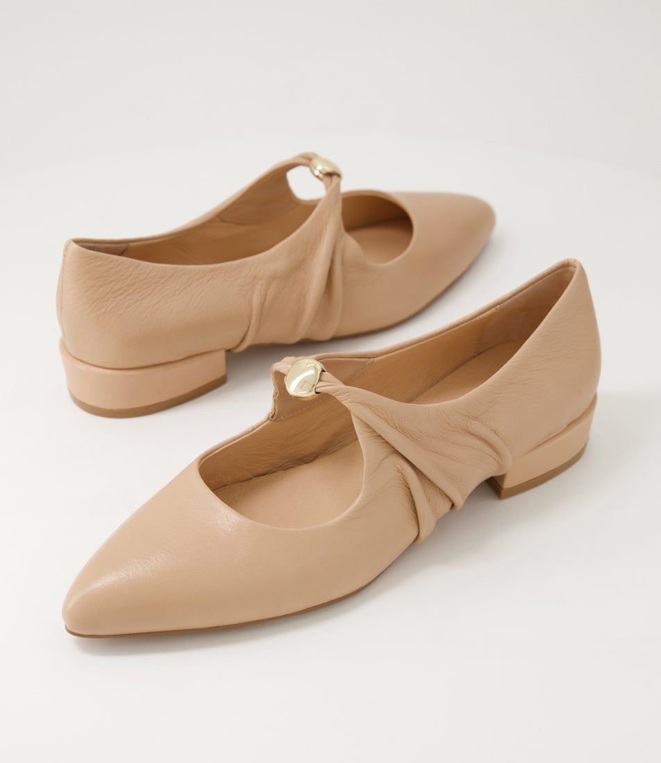 Estrela Cappuccino Leather Mary Janes