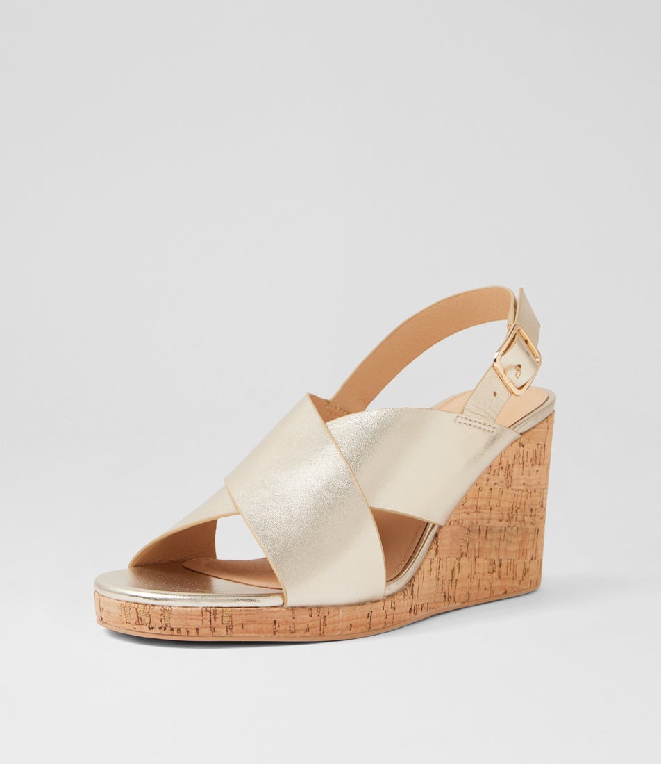 Kibbi Gold Cork Leather Wedges