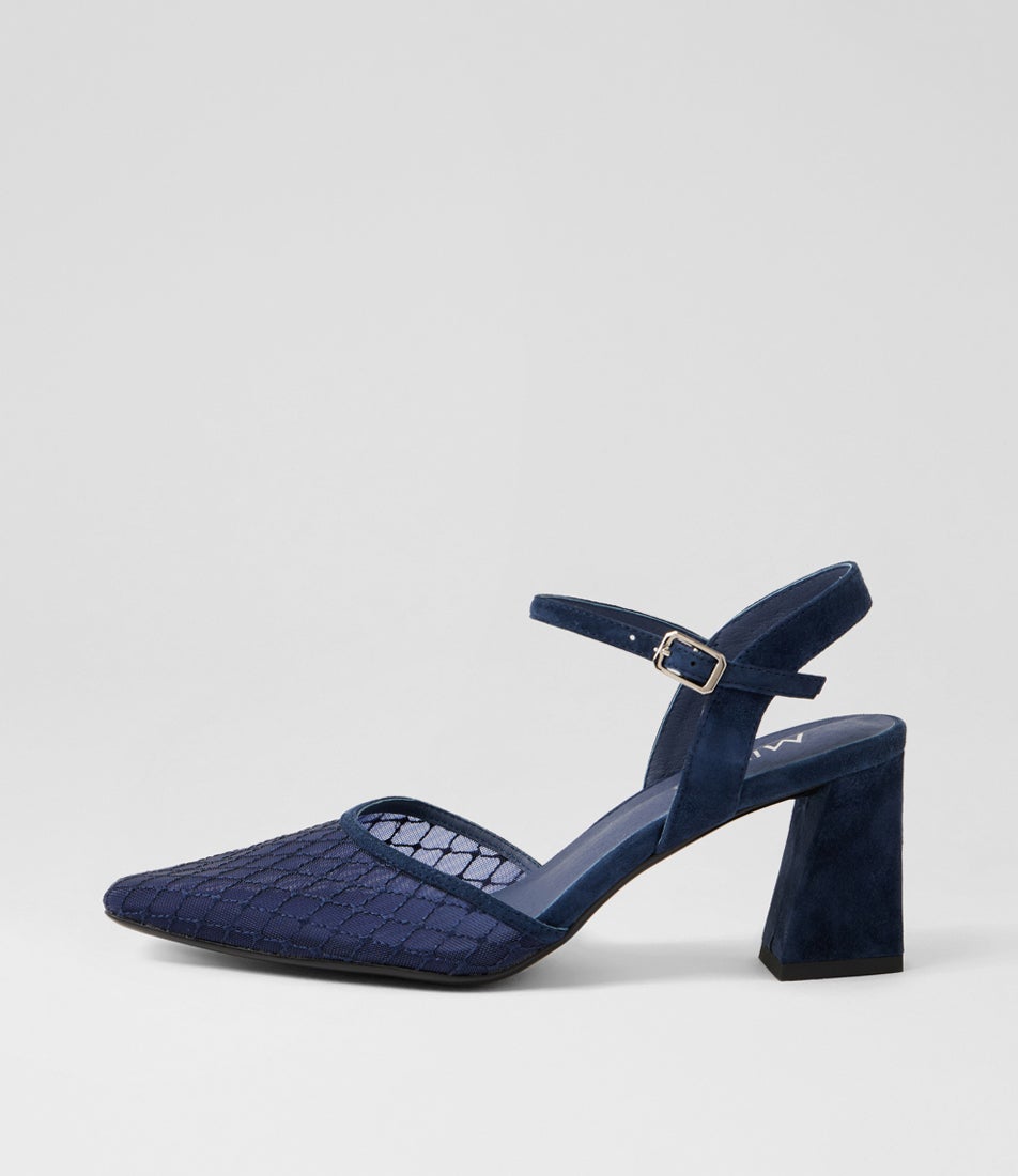 Kazoo Navy Suede Mesh Heels