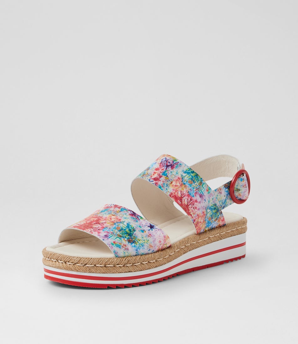 Atha Red Multi Leather Sandals