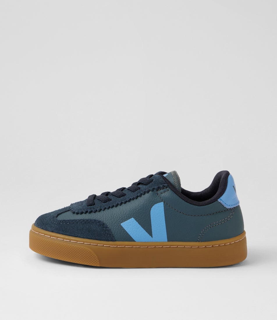 Small Volley Junior California Celeste Leather Court Sneakers