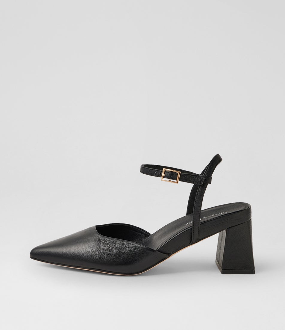 Wellas Black Leather Heels