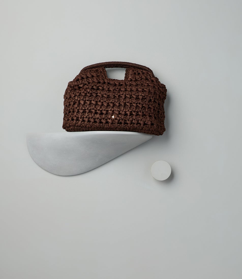 Birdie Chocolate Raffia Clutch