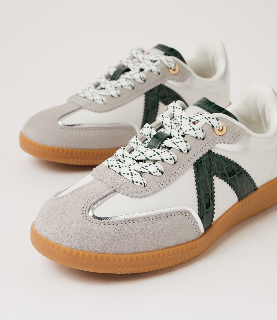 Elite Classic White Green Croc Red Suede Sneakers