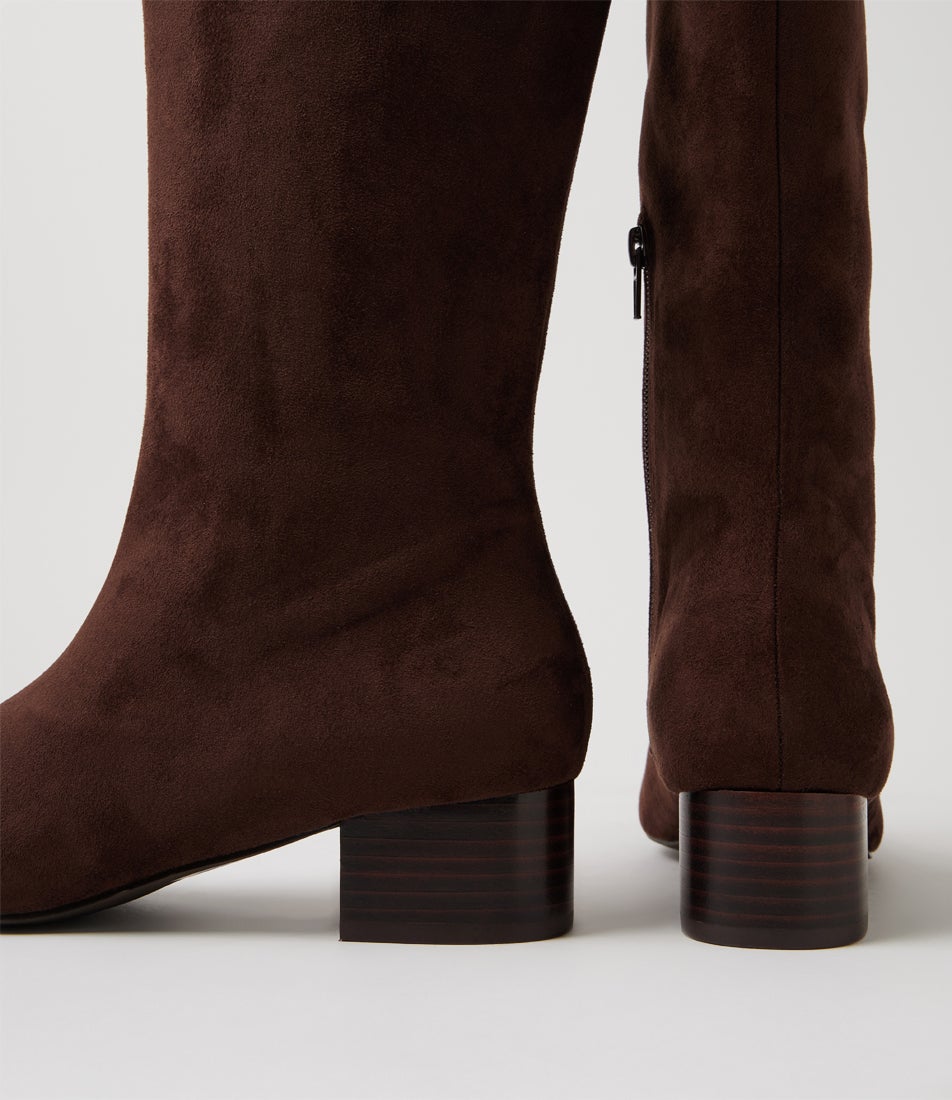 Steevie Chocolate Microsuede Knee High Boots Steevie Chocolate Microsuede Knee High Boots