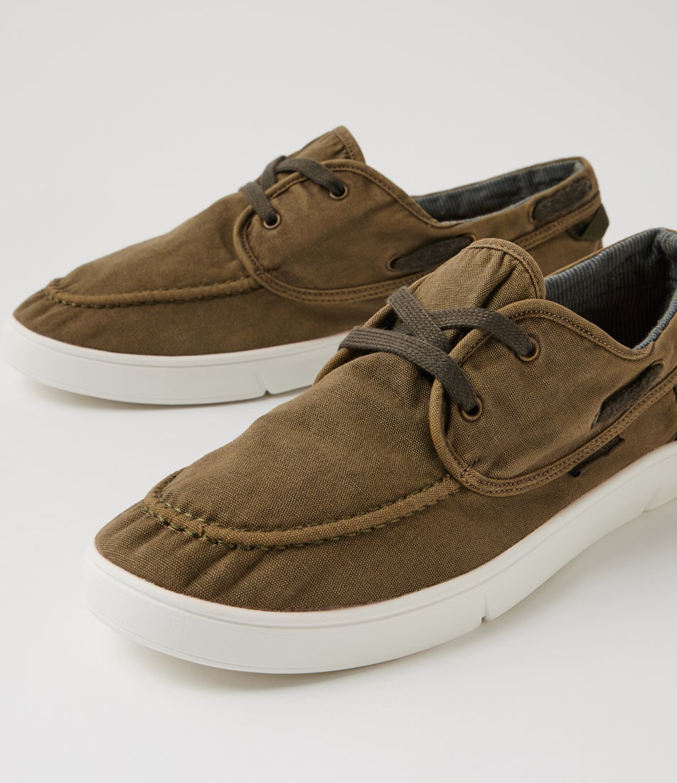 Alfie Grey Taupe Canvas Lace Up Sneakers