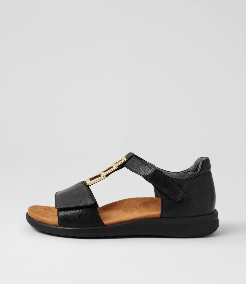 Briel Xw Black Leather Sandals