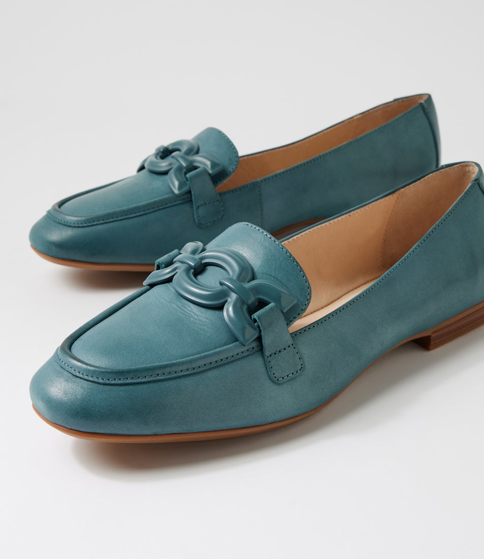 Umaya D Blue Waxy Leather Flat Shoes