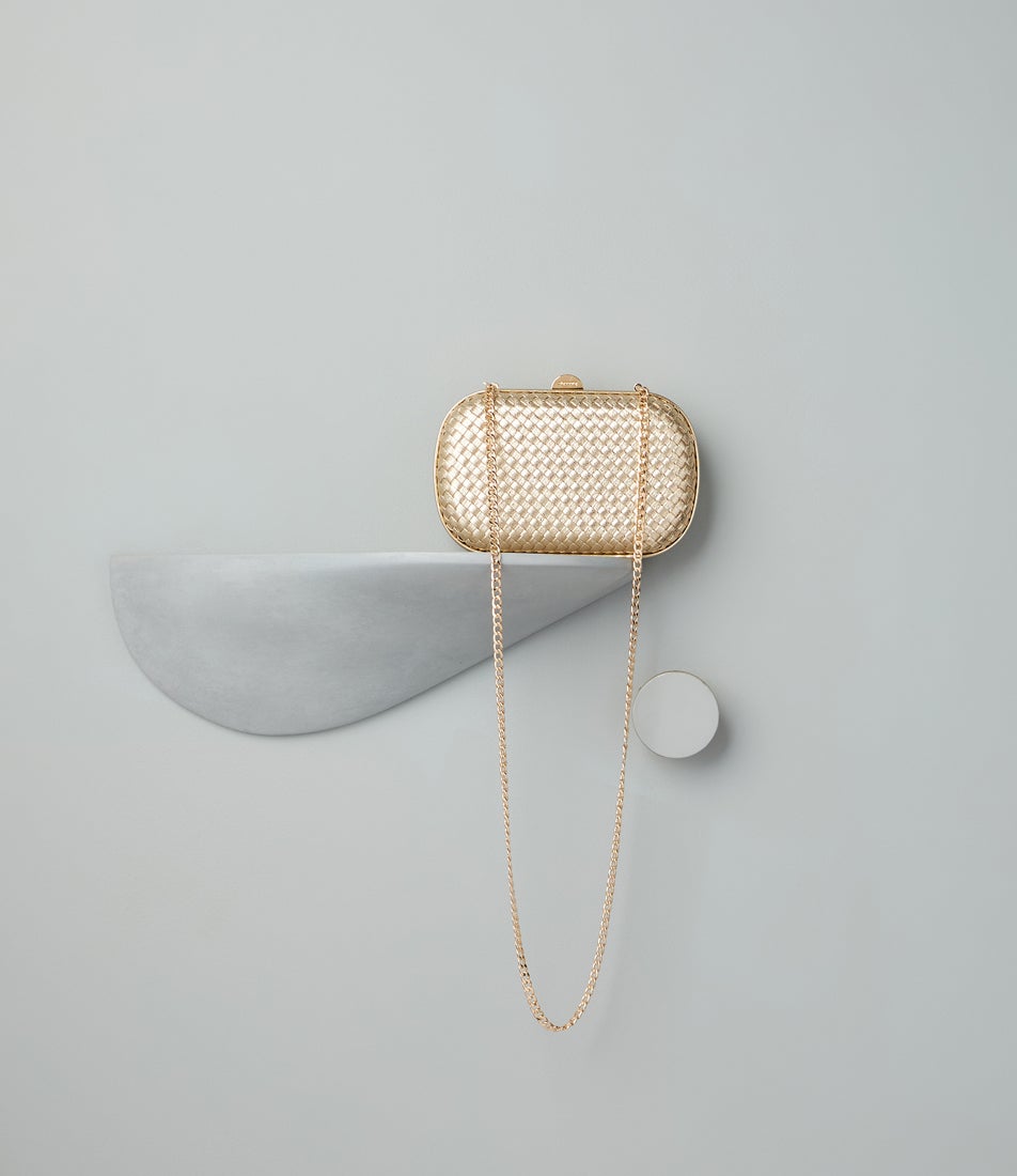 Ella Woven Gold Clutch