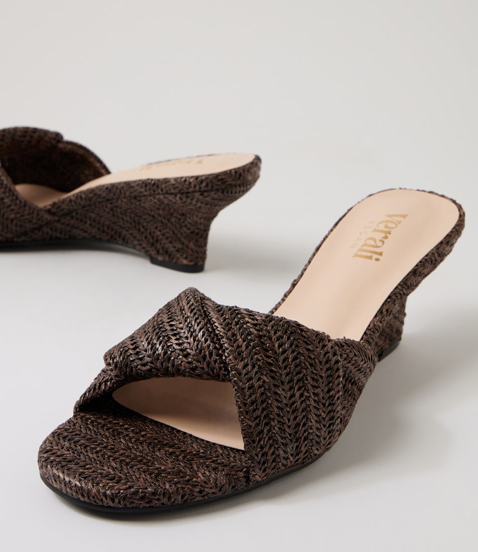 Gabriella Chocolate Brown Raffia Sandals