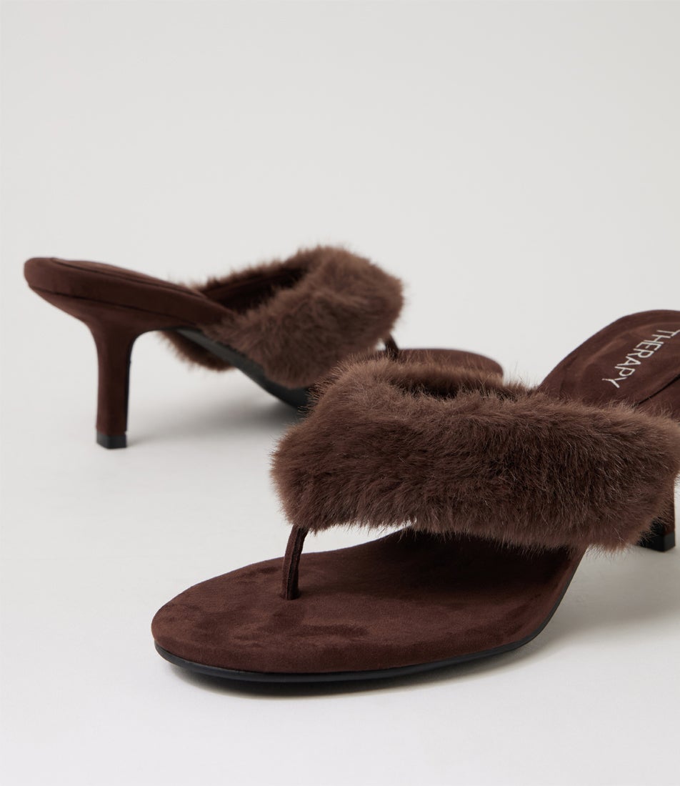 Pookie Chocolate Microsuede Sandals