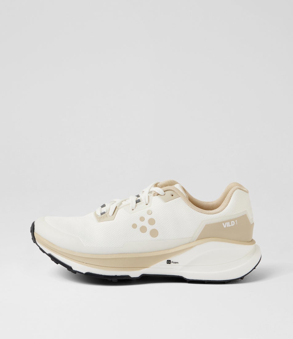 Vild 1 W Ash White Contrast Beige Mesh Lace Up Sneakers