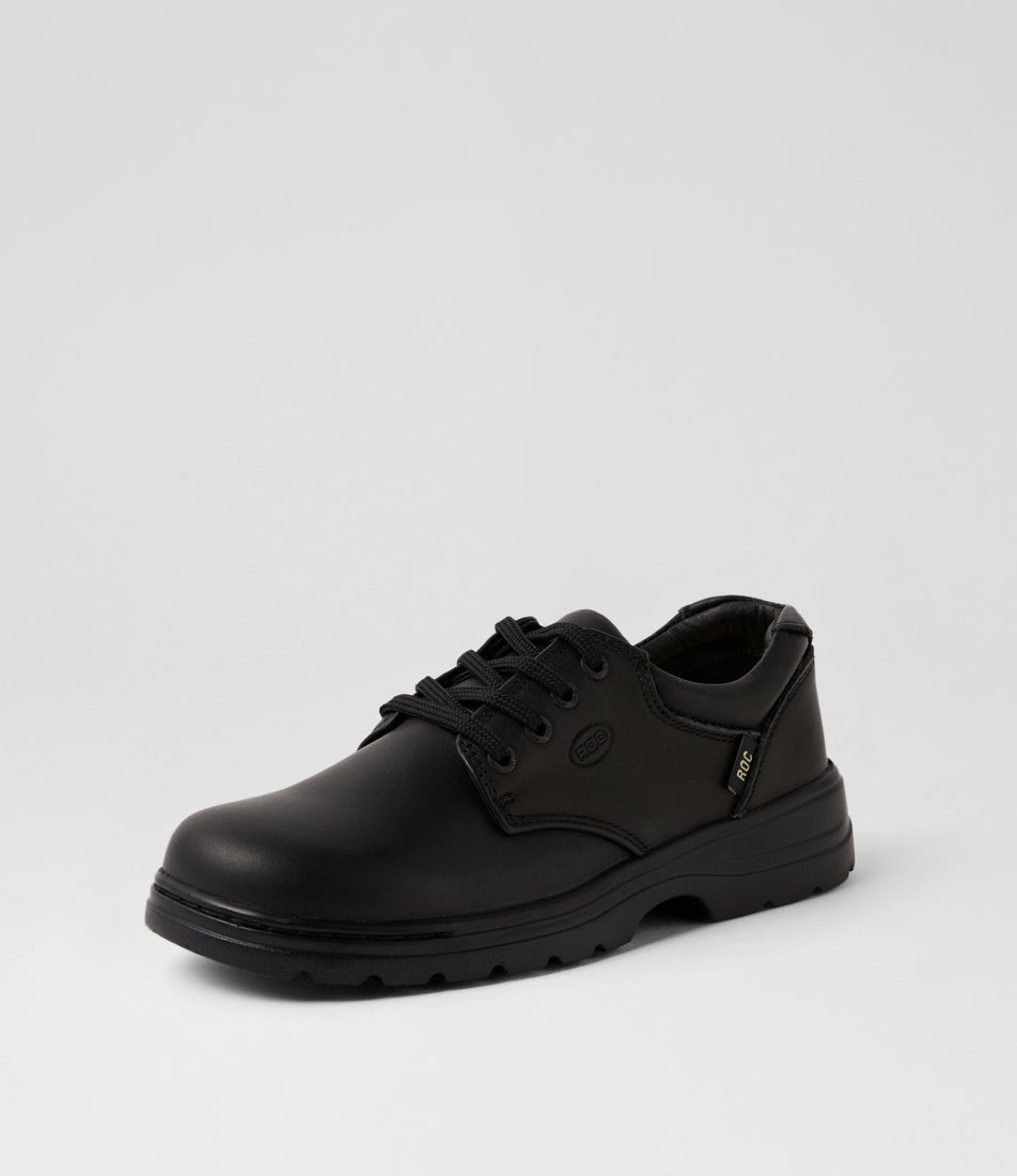 Kick Junior Black Leather Lace Up School Shoes