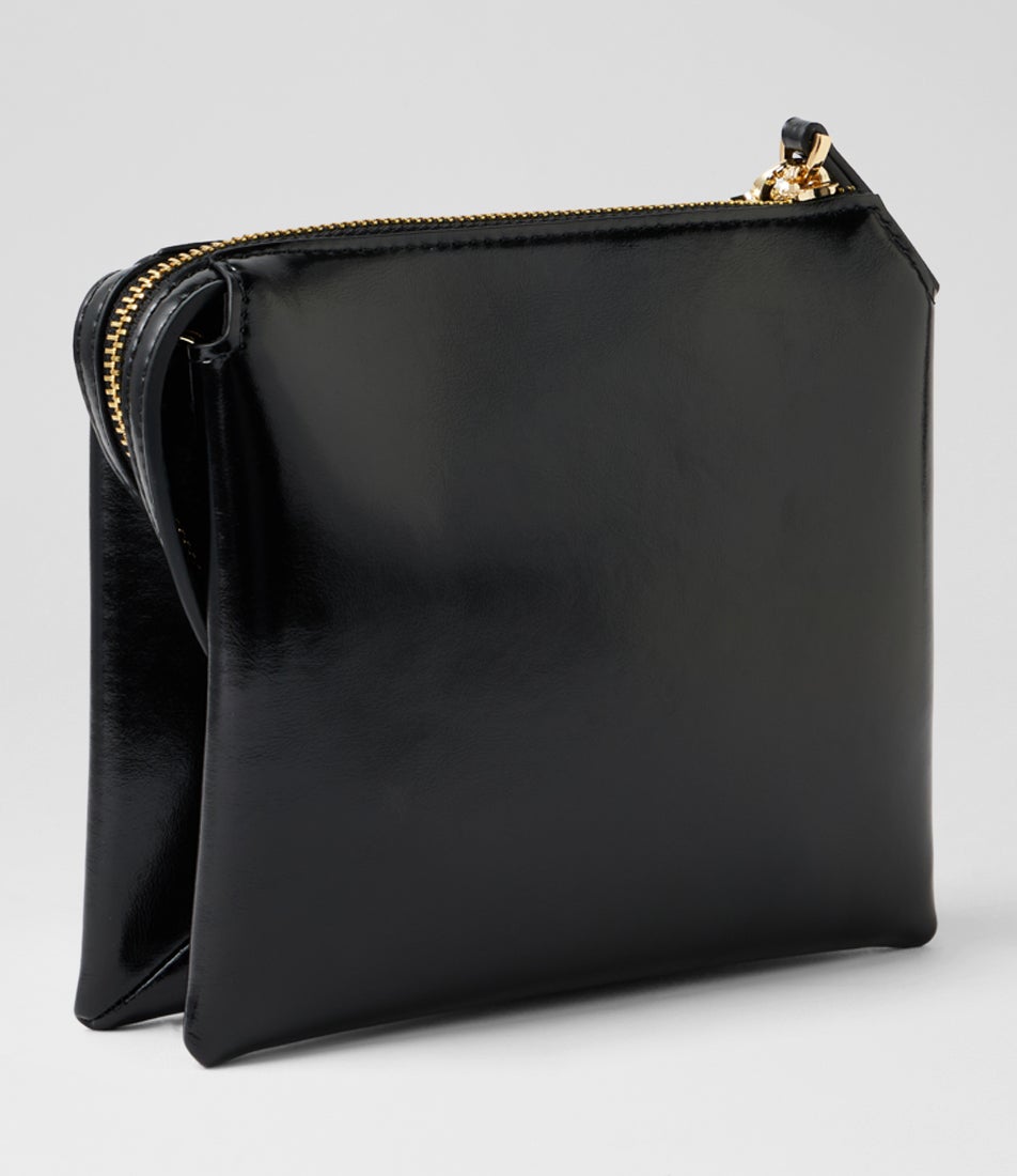 Pauloa Black Leather Cross Body Bag