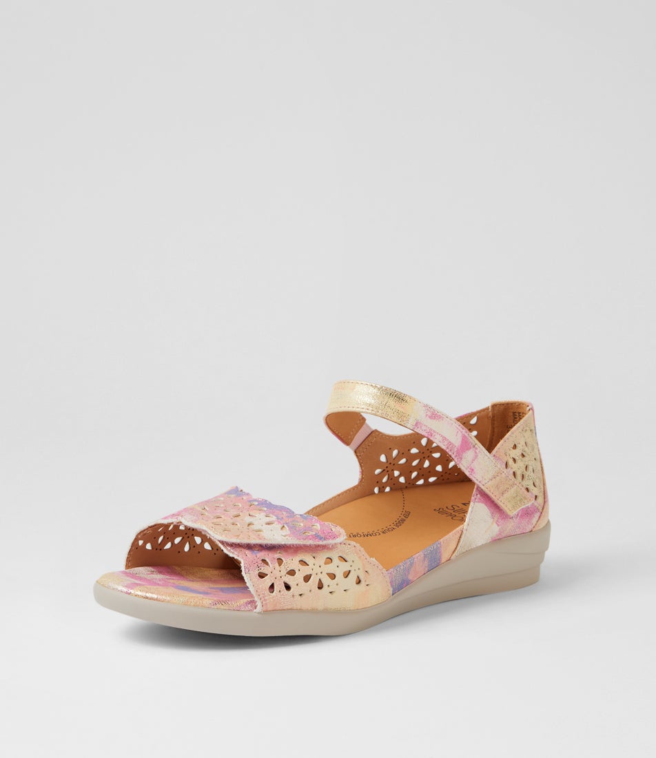 Dusty W New Pink Multi Leather Sandals