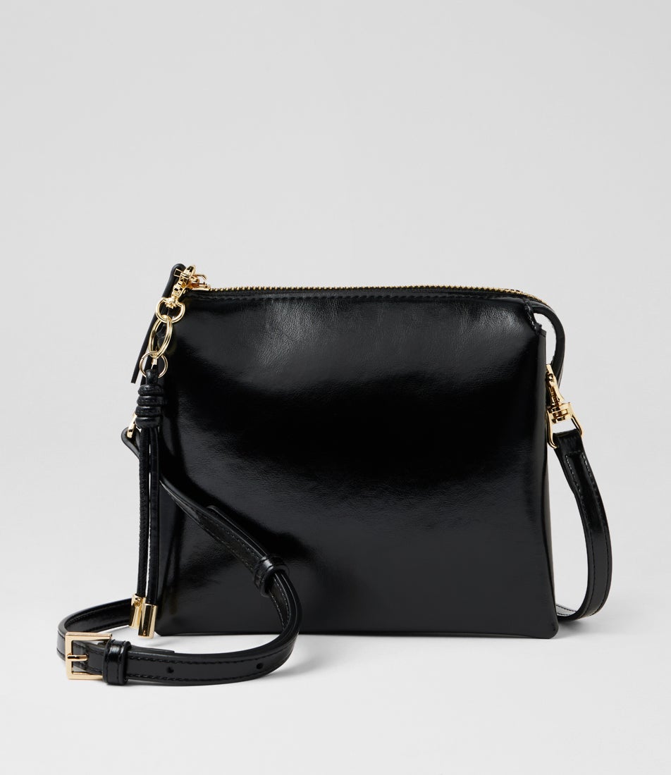 Pauloa Black Leather Cross Body Bag