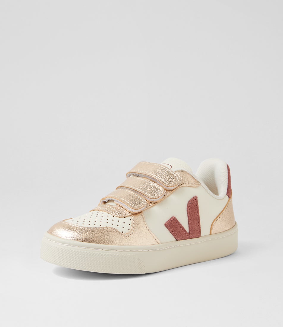 Small V 10 Junior Petale Platine Leather Slip On Sneakers