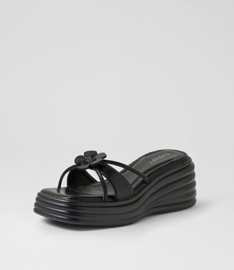 Flowers Black Sandals