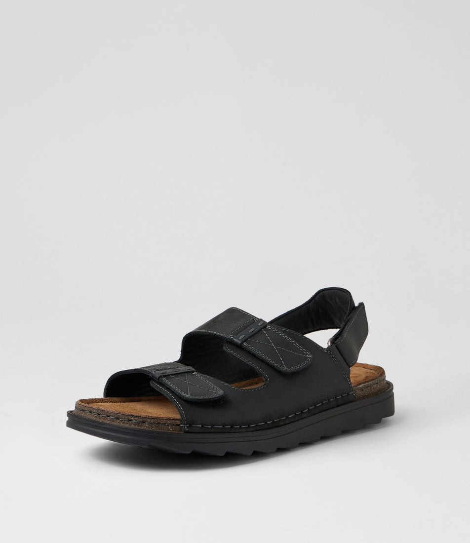 Izar Black Wild Oiled Leather Sandals
