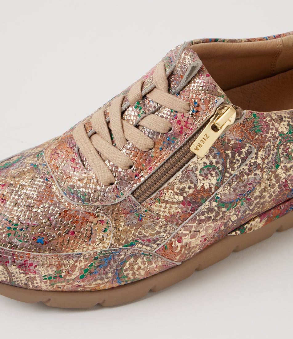 Jibbie Xw Multi Snake Taupe Leather Sneakers