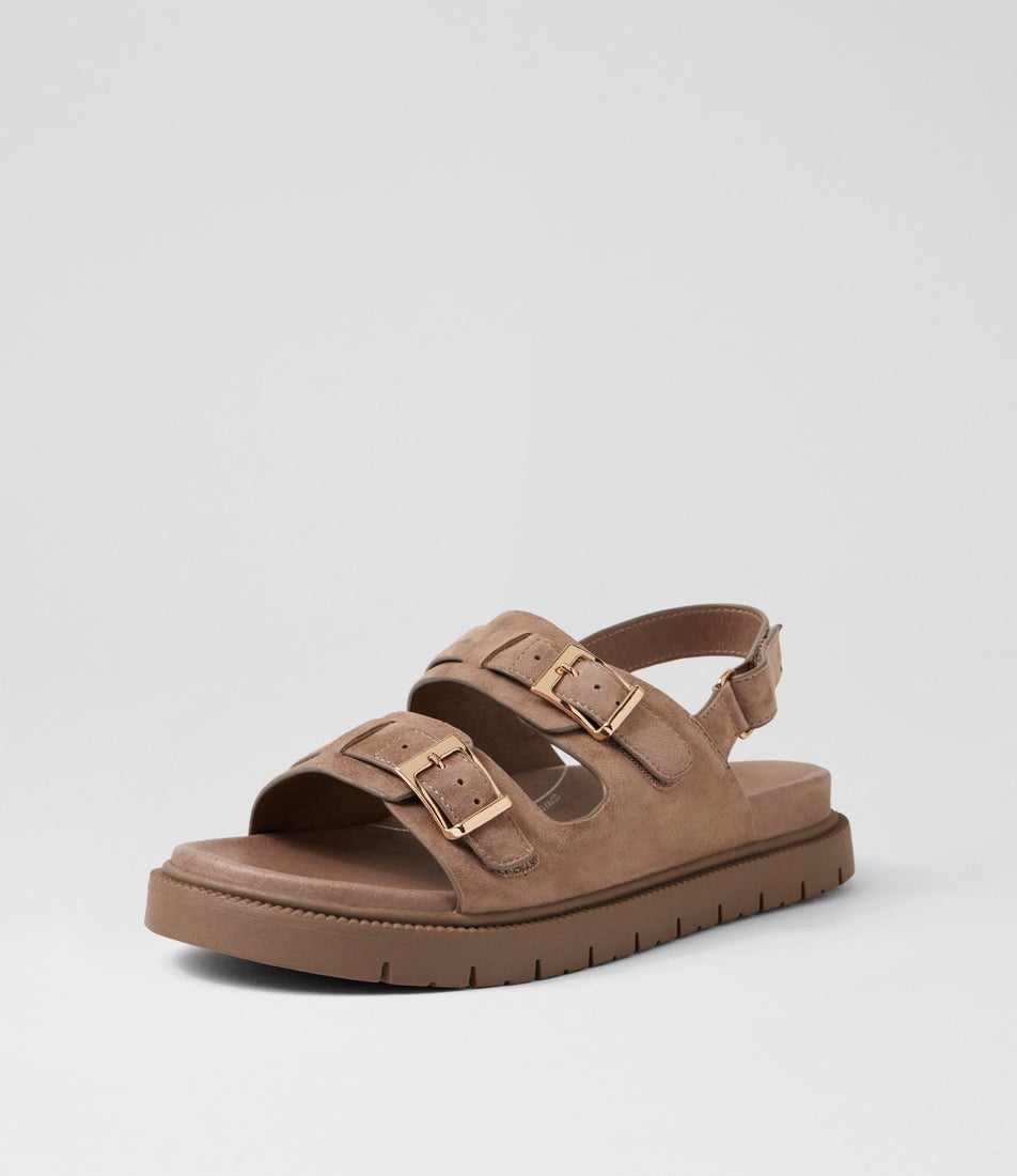 Hobart Taupe Suede Slides