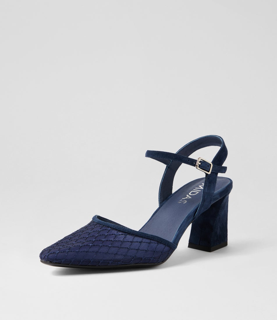 Kazoo Navy Suede Mesh Heels