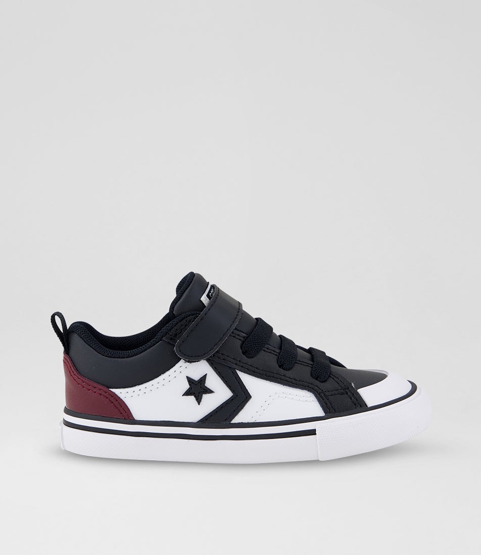 Pro Blaze Toddler White Black Deep Bordeaux Leather Sneakers