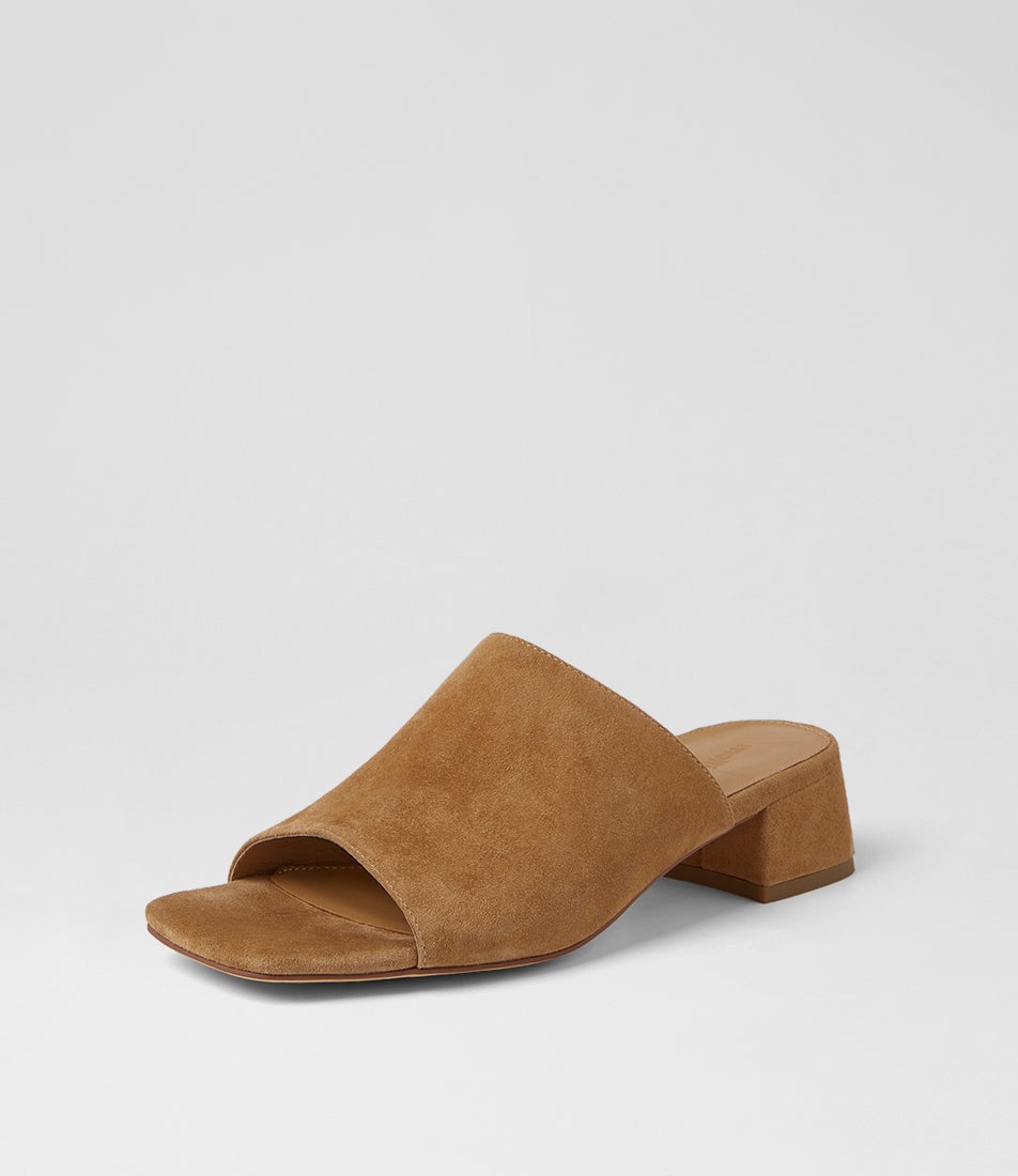 Sansah Warm Camel Suede Sandals