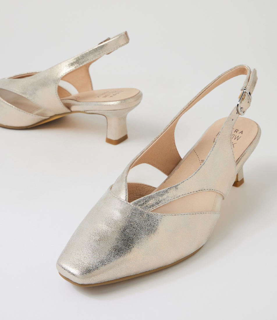 Osgood Xw Argento Shimmer Leather Mesh Heels