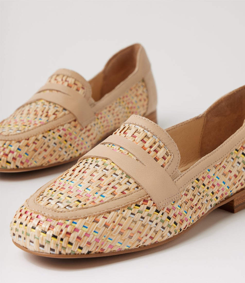 Delroy W Natural Bright Multi Raffia Loafers