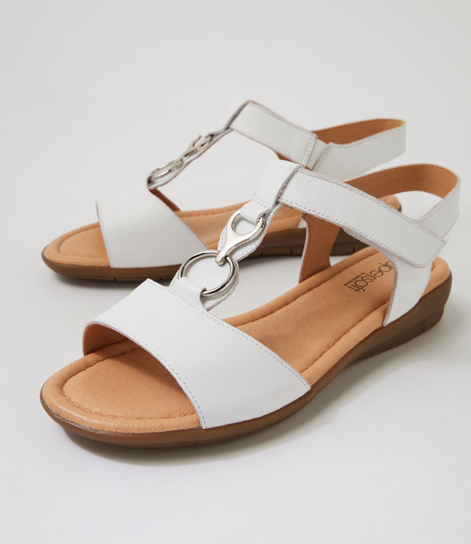 Felica White Leather Sandals
