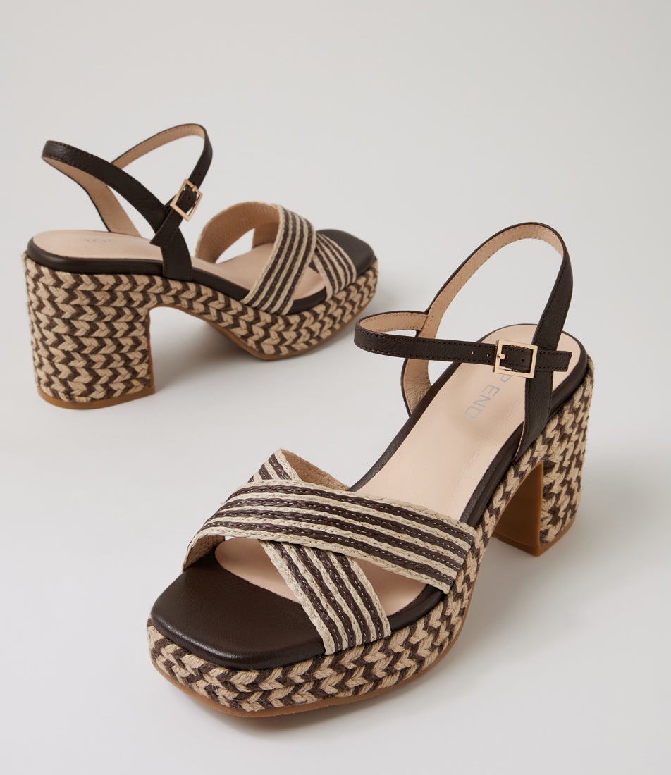Mirem Choc Multi Synthetic Raffia Platform Sandals