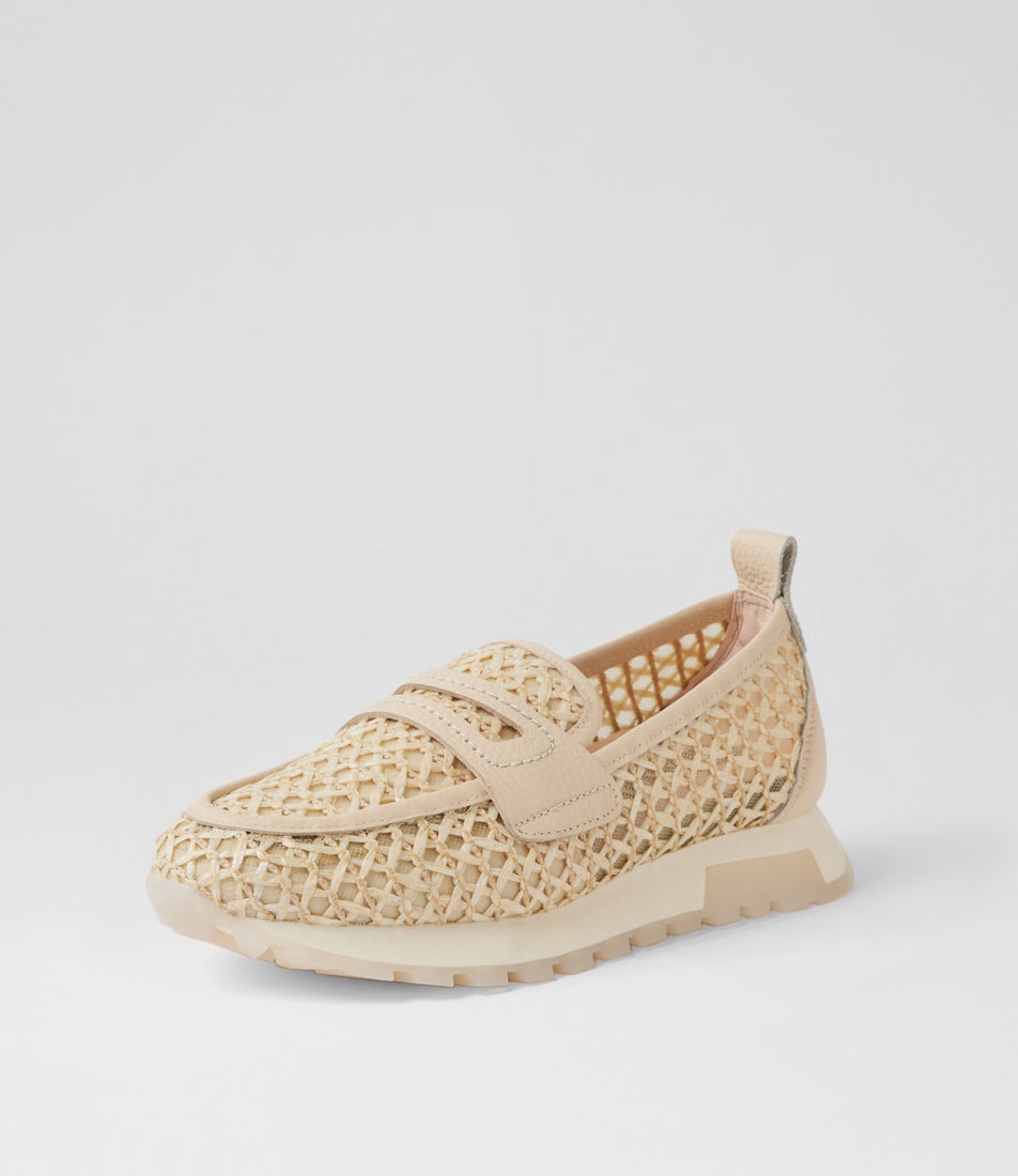 Oregon 56 Panna Raffia Leather Sneakers