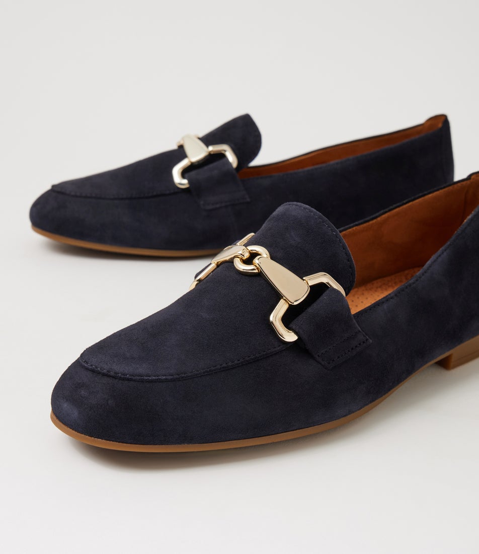 Celest Dark Blue Suede Loafers