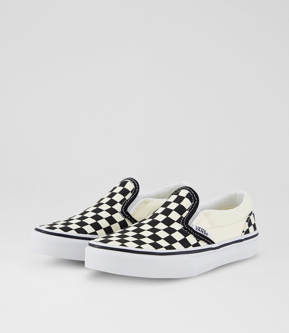 Slip On Checker Junior Checkerboard Black White Canvas